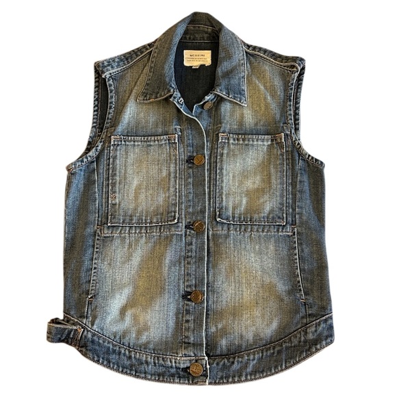McGuire Denim Abby Rose Sleeveless Vest Button Closure light/med wash size XS - Picture 6 of 15